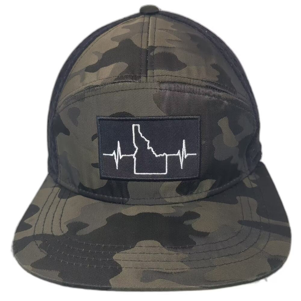 The Heartbeat Brand Trucker Hat Green Black OS Idaho Camo Mesh Back Snapback